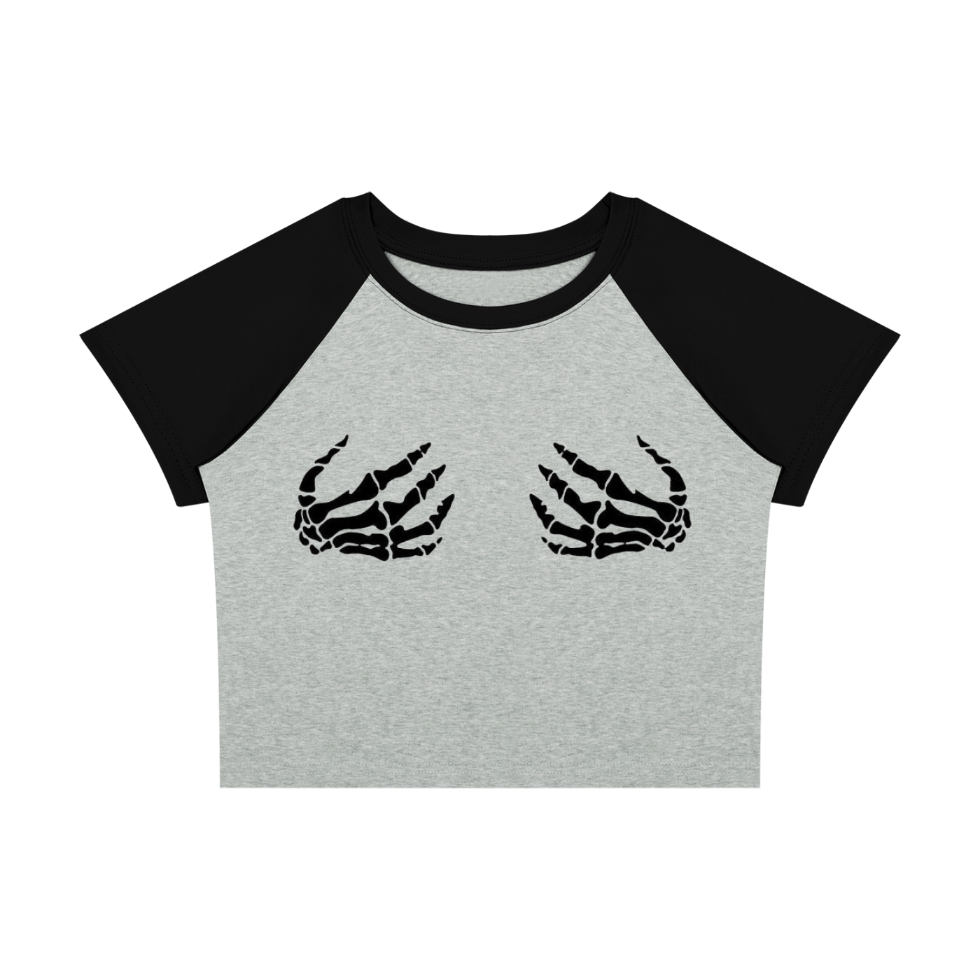Skeleton Hands On Chest Cotton Crop-Top