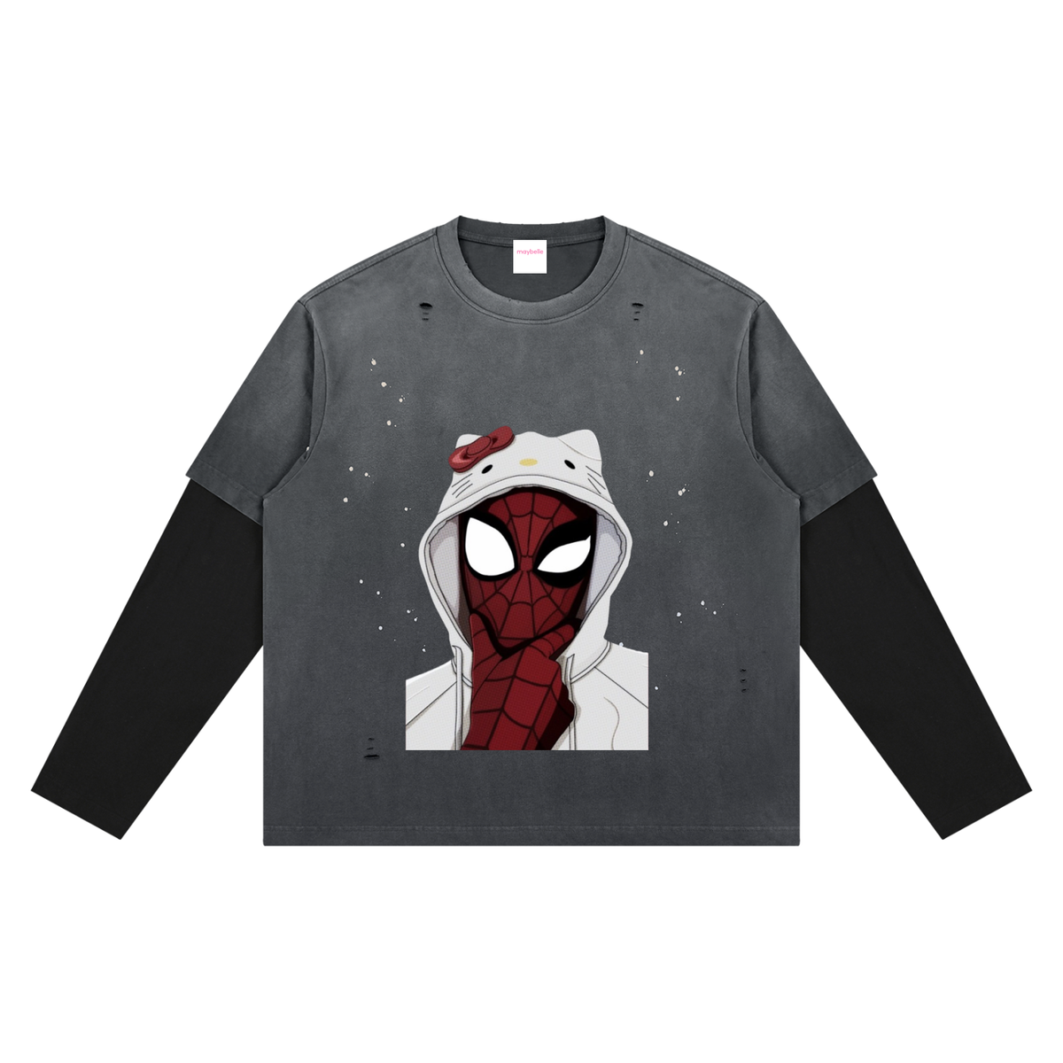 Spider Sticker Distressed Layer Cotton Tee
