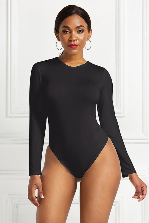Bodysuit Women'S Solid Color Long-Sleeved round Neck Bottoming Shirt Top